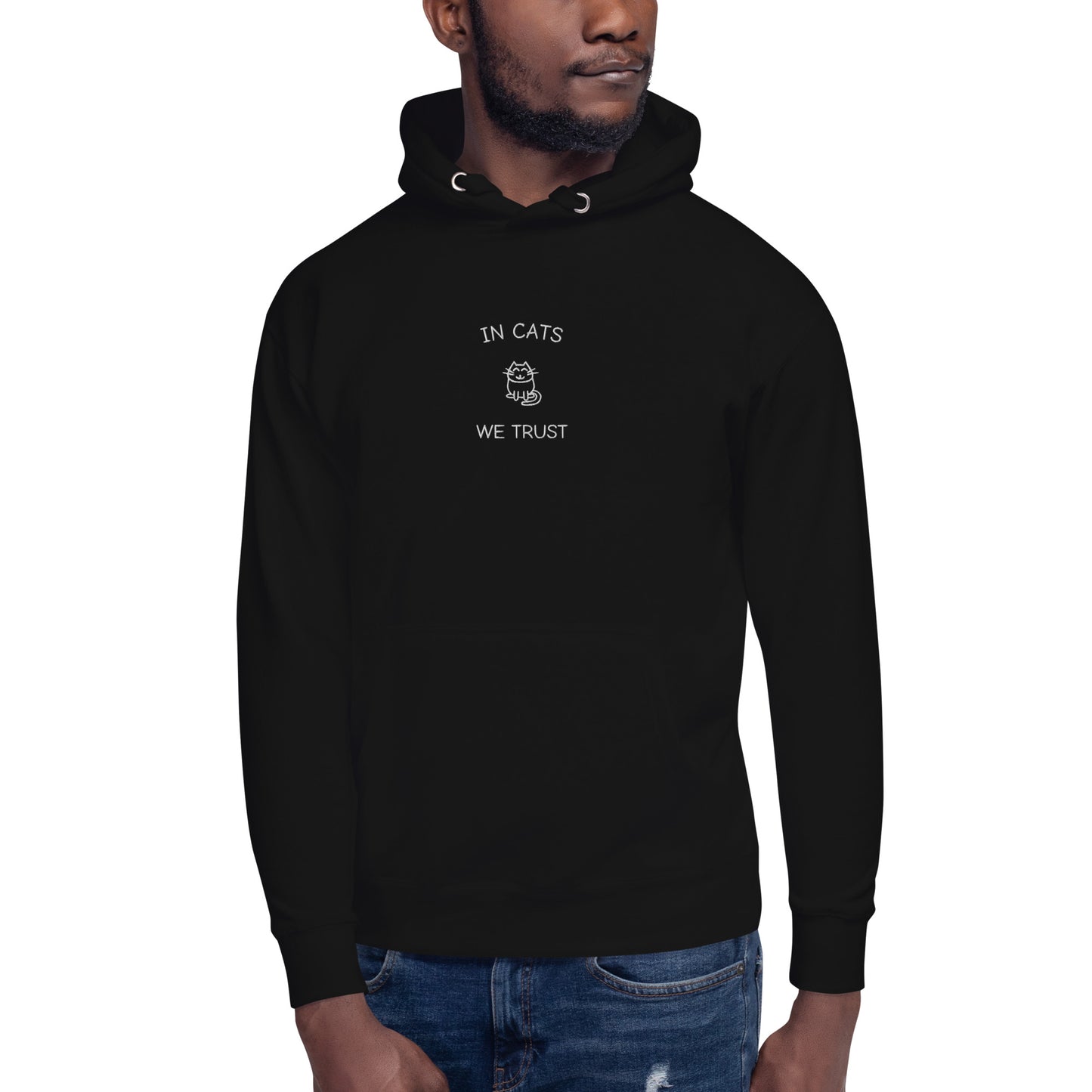 IN CATS WE TRUST - bestickter Hoodie