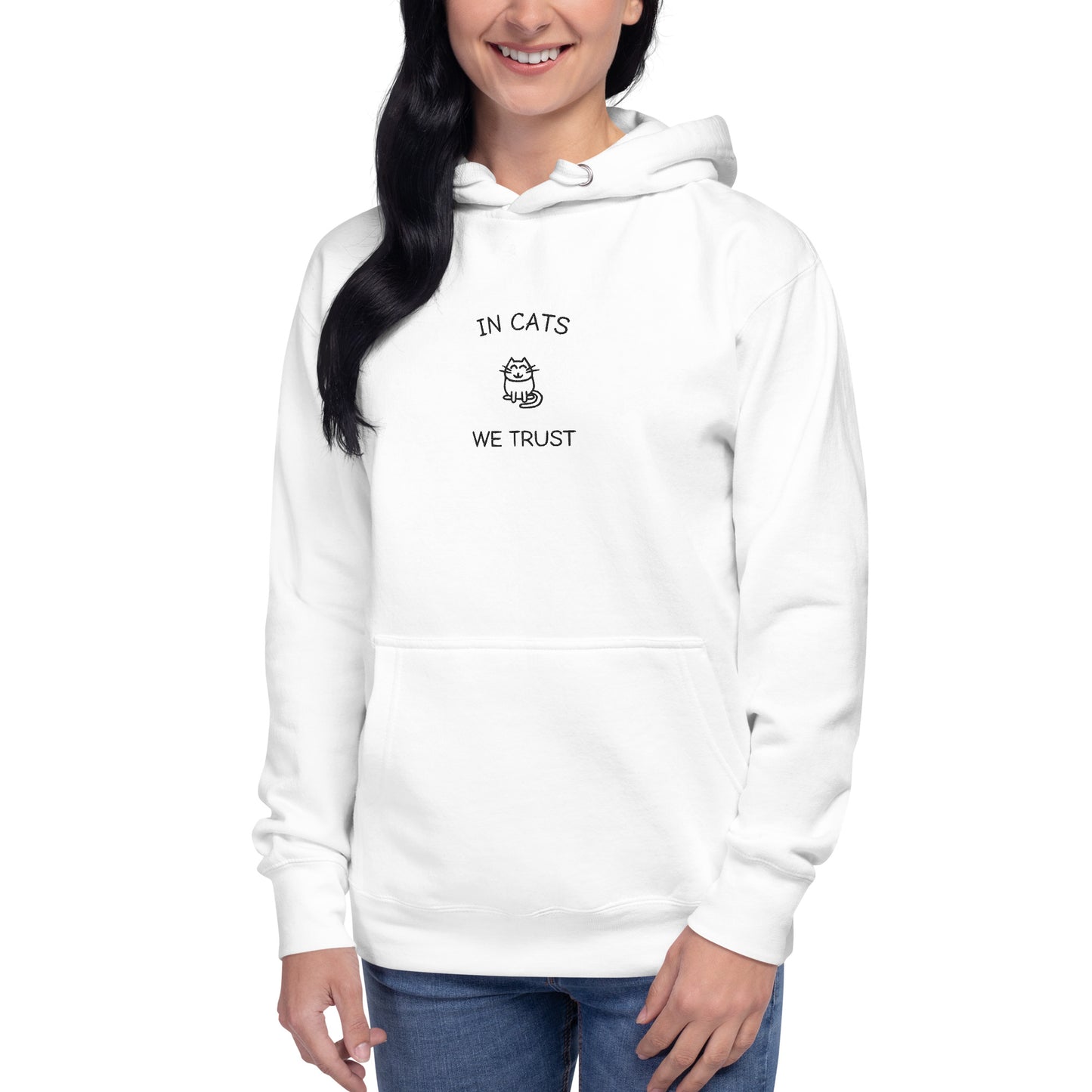 IN CATS WE TRUST - bestickter Hoodie