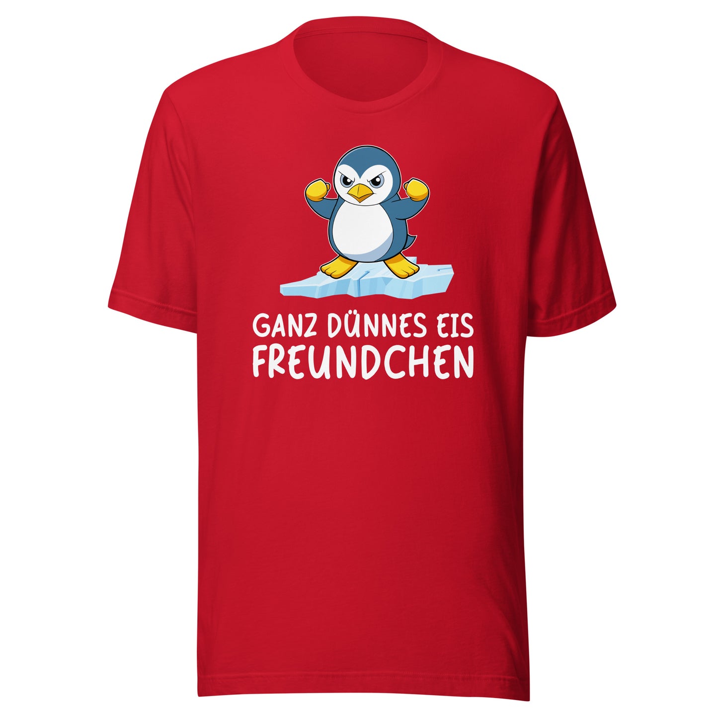 Dünnes Eis Pinguin - bedrucktes T-Shirt